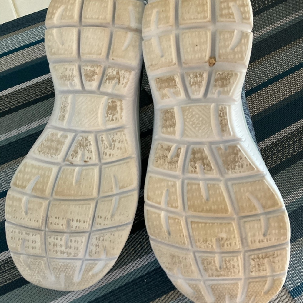 Skechers Navy and Light Blue Fabric Slip On shoes - Picture 4 of 6